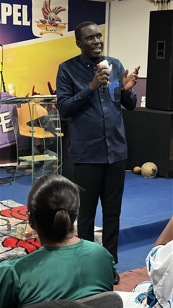 Pastor ministering during church service